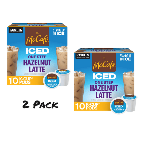 ( 2 Pack ) McCafe, ICED One Step Hazelnut Latte K-Cup Coffee Pods, 10 Count