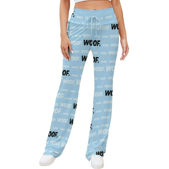 Top-kevin Dog Woof Sound Women's Straight Lace Up Yoga Pants Flare Loose Comfy Lounge Wide Leg High Waist