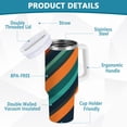 thumbnail image 2 of Yayeee 40oz Stainless Steel Tumbler with Straw and Handle Double-Wall Insulated Travel Water Bottle, Retro Stripes, 2 of 8