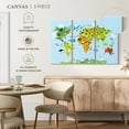 thumbnail image 4 of Elephant Stock Animals Of The World Wall Art - Horizontal Multi Panel Canvas - Kids Room Wall Decor - Map Multi Panel - Green And Blue Decor - 57" x 36", 4 of 4