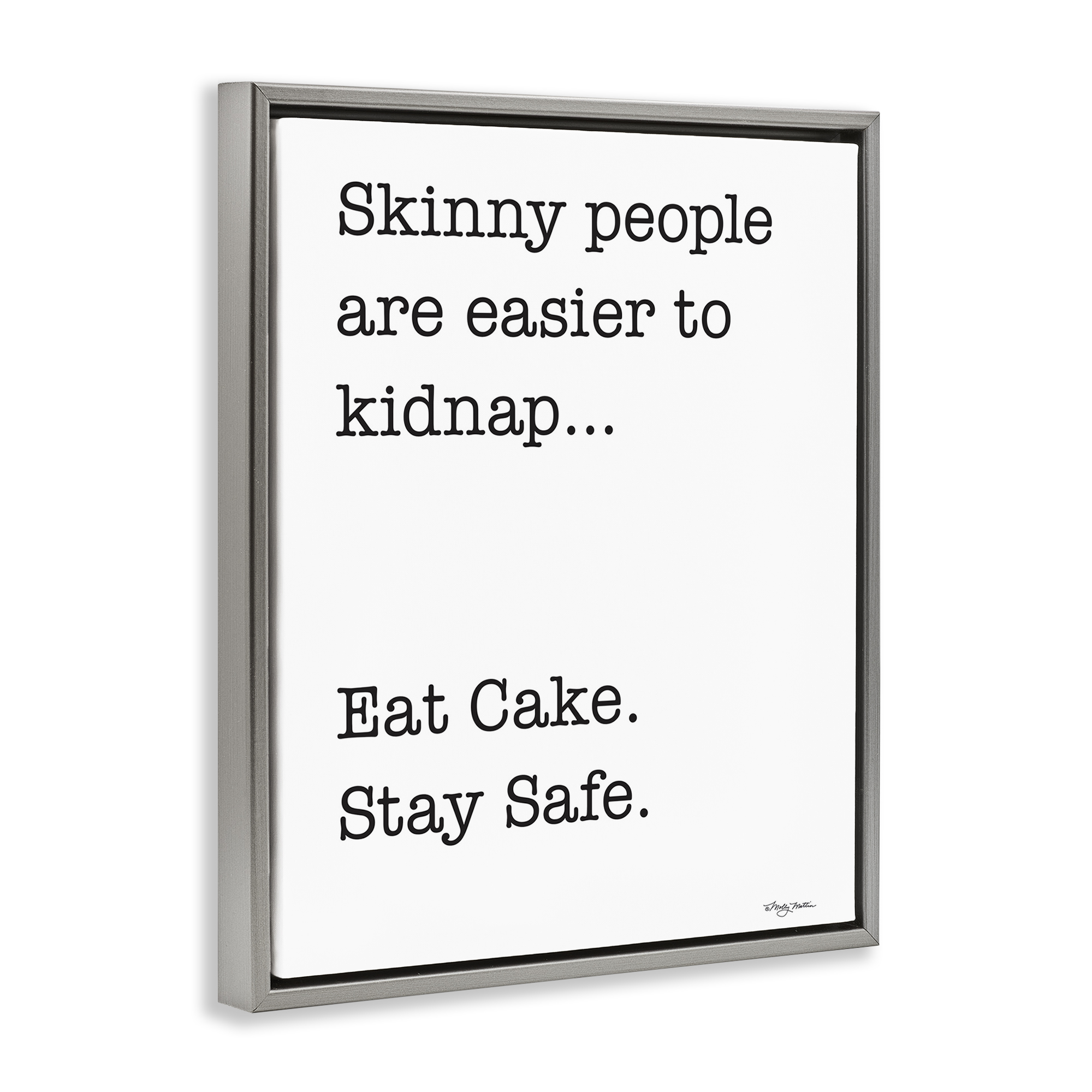 Stupell Industries Eat Cake Stay Safe Novelty Painting Gray Floater Framed Art Print Wall Art, 25 x 31