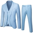 thumbnail image 1 of Traje de hombre de 3 piezas casual de negocios con solapa con muesca, ajuste regular, traje de boda, chaqueta, chaleco, pantalones, XXL, 1 of 4