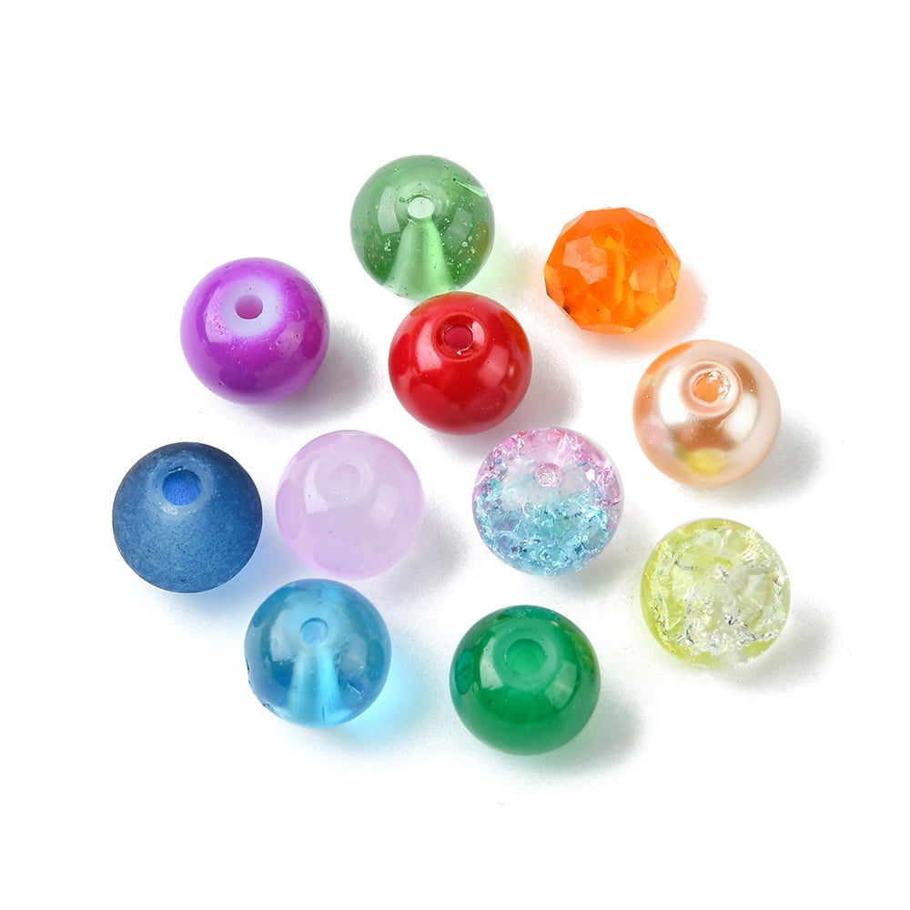 DIY Stretch Bracelet Making Kit Including Glass Round Beads Elastic Thread Mixed Color 480Pcs/set