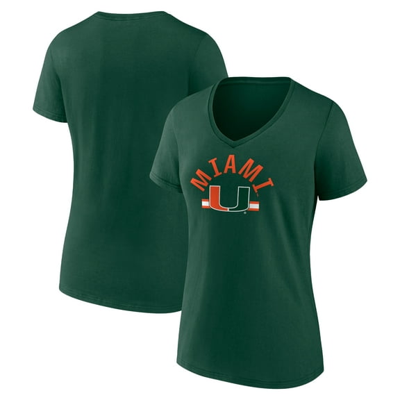 Women's Green Miami Hurricanes Logo V-Neck T-Shirt