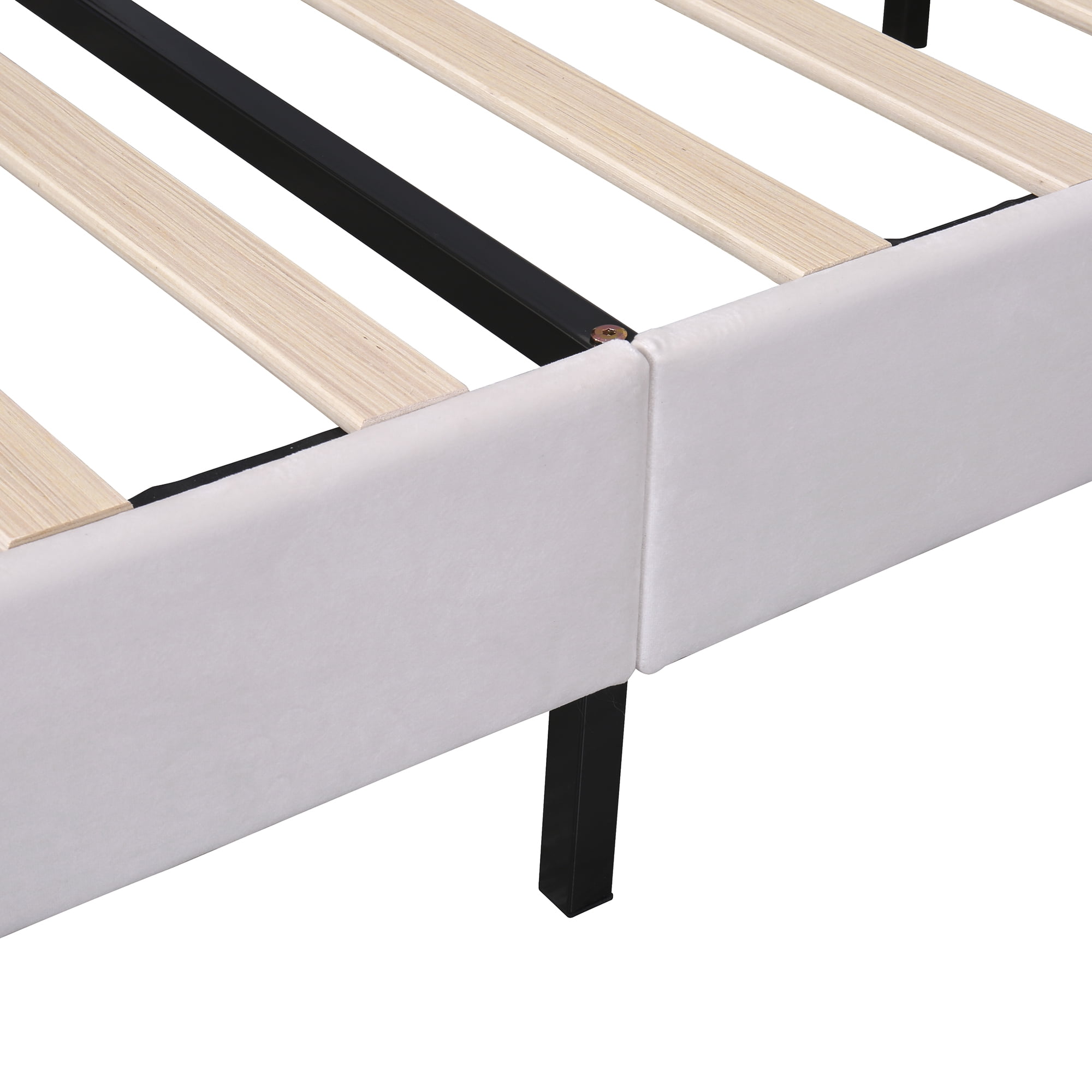 Velvet Full Size Bed Frame with Flower Pattern Headboard,Full Bed Frame with Wood Slat Support for Bedroom,Easy Assembly,76.8"x58.1"x47.4",Beige