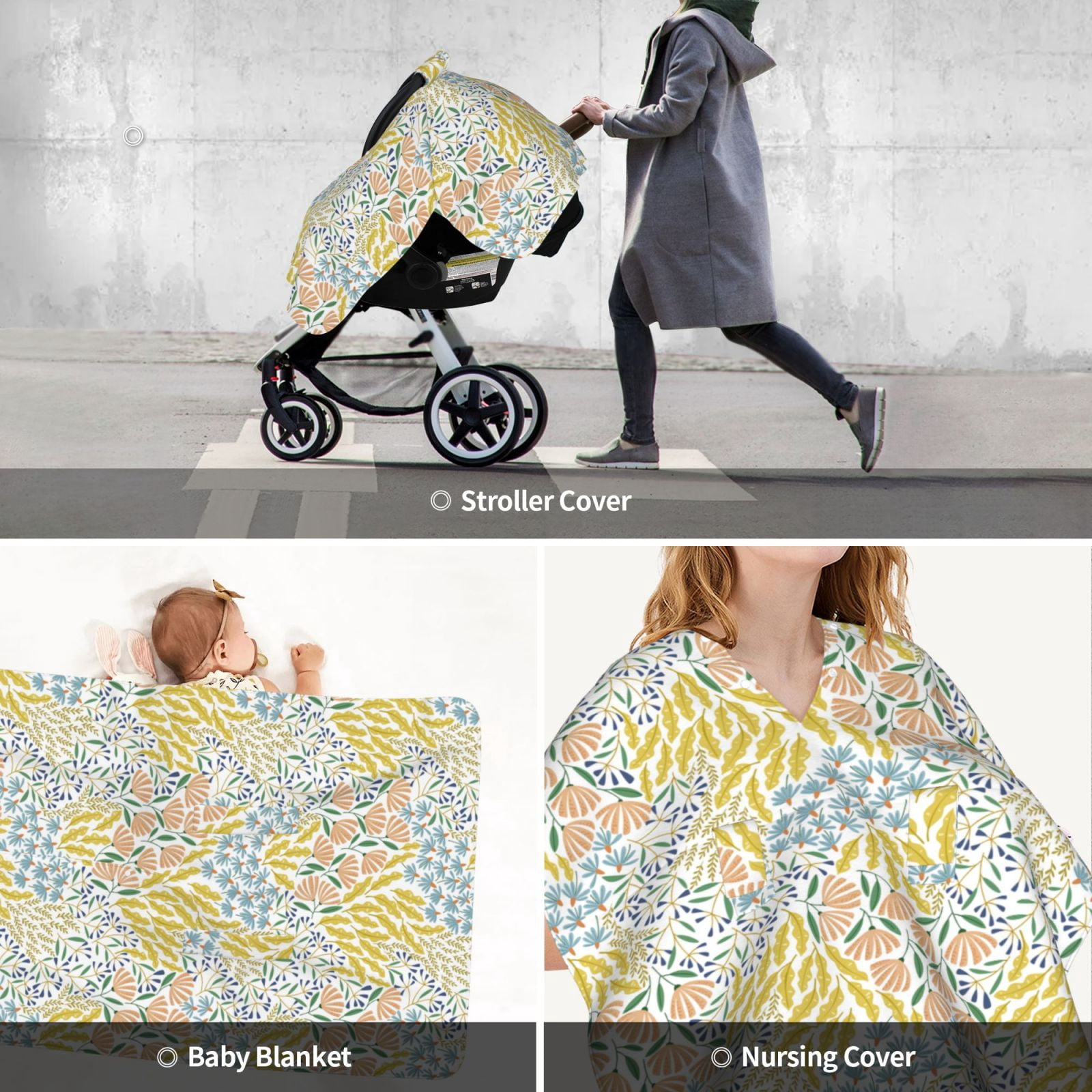 Car Seat Cover Baby - Boho Breathable Infant Car Seat Cover for Baby Carseat, Lightweight Comfort Baby Essentials Must Haves Newborn Stuff for Girl Boy