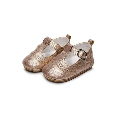 

Gomelly Newborn Walking Shoe First Walker Flats Comfort Dress Shoes Lightweight Loafers Toddler Infant Gold 4C