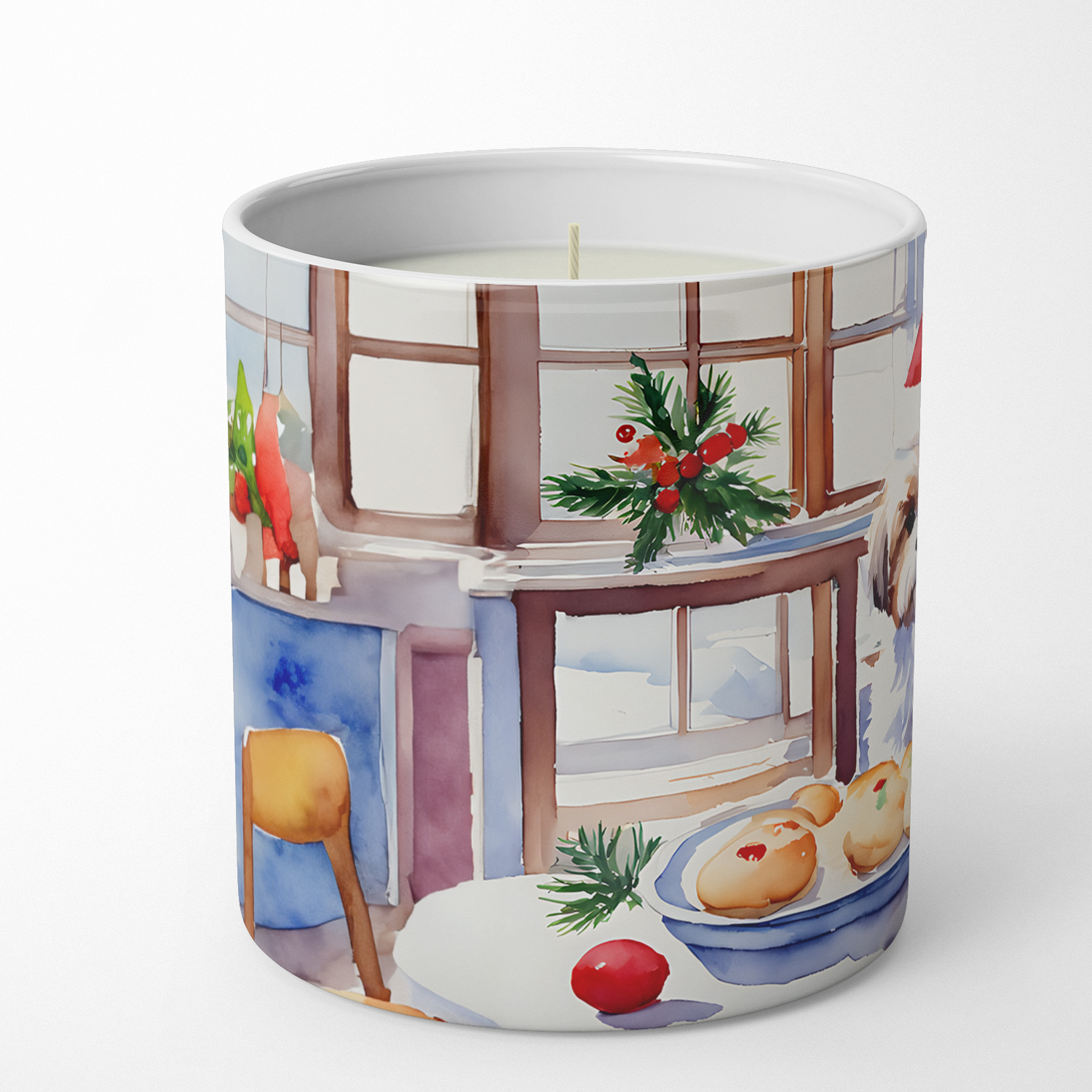 Lhasa Apso Christmas Cookies Decorative Soy Candle 3.25 in x 3.75 in
