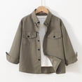 thumbnail image 2 of WAVSUF Boys Button Down Shirt with Chest Pocket Collar Neck Long Sleeve Fall Comfort Trendy Coat Green 10-12, 2 of 8