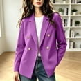 thumbnail image 2 of Zynoxe Blazer Jacket for Women Trendy Lapel Double Breasted Open Front Suit Jacket Fall Loose Versatile Business Casual Office Plus Size Jackets with Pockets Purple XL, 2 of 5