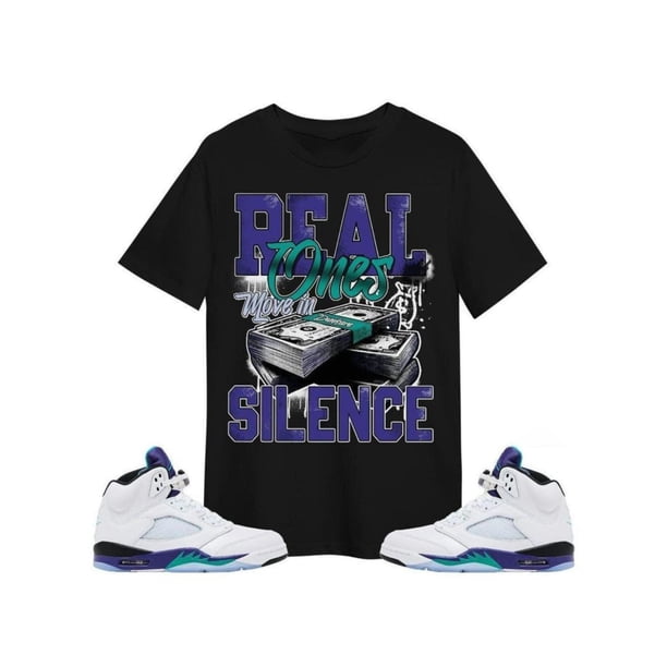 5 Grape Graphic Tee, Move in Silence Money T-shirt Match 5 Grape Sneaker, Lightweight Feel, Moves with You, Layer-Friendly, Works