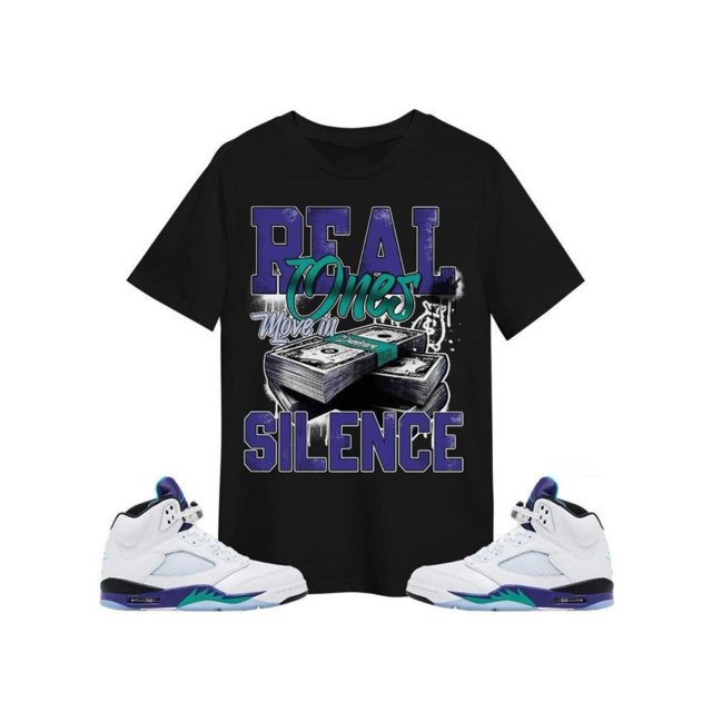 5 Grape Graphic Tee, Move in Silence Money T-shirt Match 5 Grape Sneaker, Lightweight Feel, Moves with You, Layer-Friendly, Works