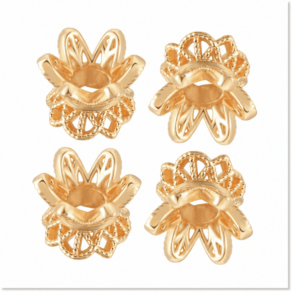 30Pcs Premium 18K Gold Plated Double Sided Spacer Beads Box Set - Exquisite Flower Beads Caps for Bracelet Jewelry Making