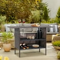 thumbnail image 2 of Costway Patio Rattan Wicker Bar Height Counter Table Storage Shelf Rail Garden, 2 of 10