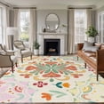 thumbnail image 2 of 8x10 Area Rugs for Living Room, Beige Boho Non Slip Area Rugs for Kitchen Bedroom Entryway, Retro Ethnic Shabby Colorful Floral Patterned Washable Carpet Runner Rug Floor Mats for Bedroom Home Decor, 2 of 9