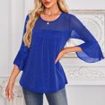 thumbnail image 5 of Ltctricy Women's Sequin Tops 3/4 Length Bell Sleeve Crew Neck Pleated Front Sparkly Glitter Mesh Tunic Tops Dressy Casual Blouses(Blue,Large), 5 of 5