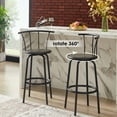 thumbnail image 2 of VECELO Set of 2 Bar Stools, Swivel Round Wood Metal Counter Height Bar Stools with Arc-Shaped Backrest, Old School, 2 of 7