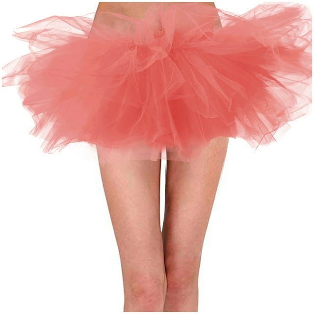 Kcodviy Jupe en Tulle pour Adulte 6 Jupon Jupe Tutu Superposée Mini Boule Jupe Mini en Cuir Robe Jupe Femme Jupe Classique en Herbe Princesse Jupe de Ballet Duveteuse