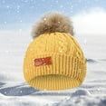 thumbnail image 5 of Penkiiy Toddler Beanie Woolen Hat Pure Color Winter Twist Pom Pom Boys Girls Cap for 1-11 Years Old Yellow, 5 of 7
