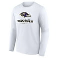 thumbnail image 2 of Men's White Baltimore Ravens Logo Team Lockup Long Sleeve T-Shirt, 2 of 3