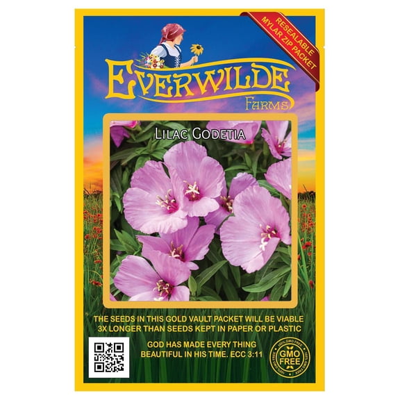 Everwilde Farms - 2000 Liiac Godetia Native Wildflower Seeds - Gold Vault Seed Packet
