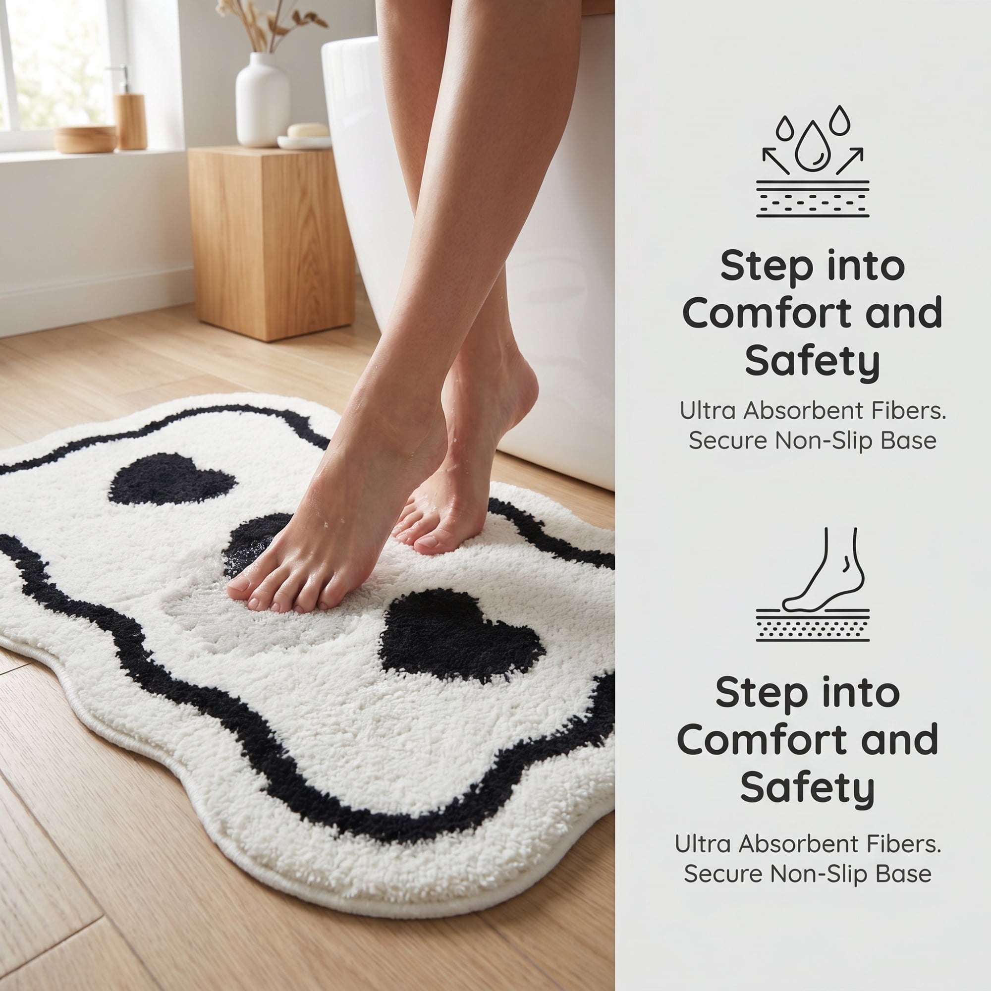 Unique Bargains Aesthetic Ultra Absorbent Shaggy Non Slip Bath Mat White 32" x 20"