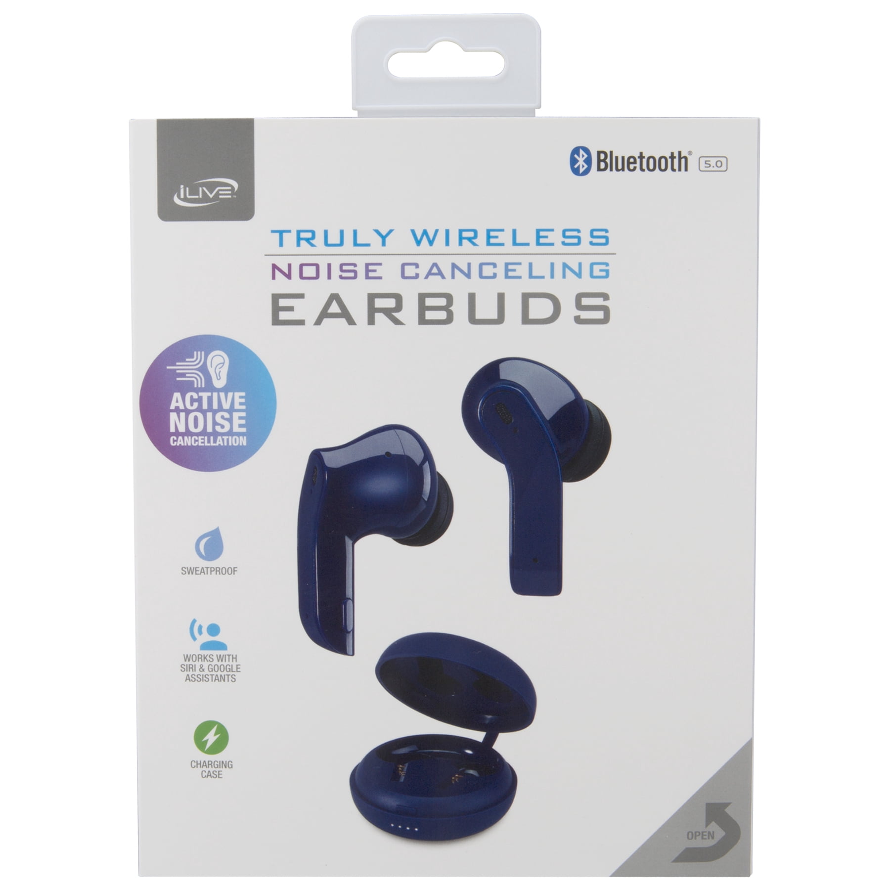 Restored iLive True Wireless Headphones with Charging Case, Blue, IAEBT600IND (Refurbished)