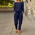 thumbnail image 2 of JFGHDG Linen Sets for Women Resort Beach Vacation Outfits Linen Pant Set 2026 Resort Wear Linen Lounge Sets for Women Linen Loungewear with Pocket Casual Lounge Sets Short Sleeve Shirts Blue 2XL, 2 of 8