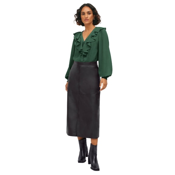 ellos Plus Size Ruffled Button Front Blouse