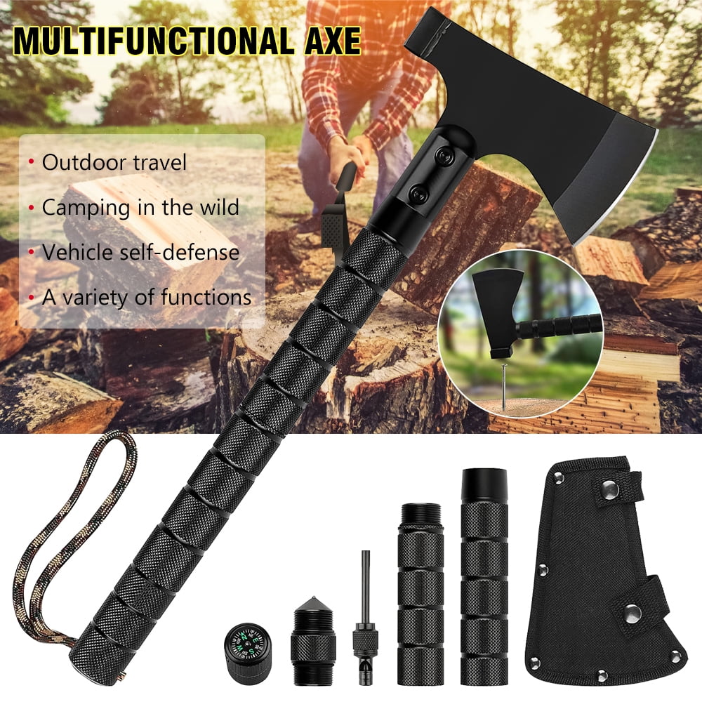 MDHAND Multifunctional Axe, Camping Axe, Survival Hatchet, Portable Multitool Tactical Folding