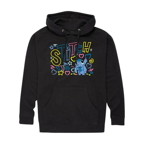 Disney - Stitch Coloring -Mens Long Sleeve Fleece Pullover Hoodie