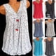 thumbnail image 2 of Camisetas sin mangas informales de verano para mujer, camisetas plisadas sueltas florales sin mangas con cuello en V, camisas, azul oscuro, 3XL, 2 of 5