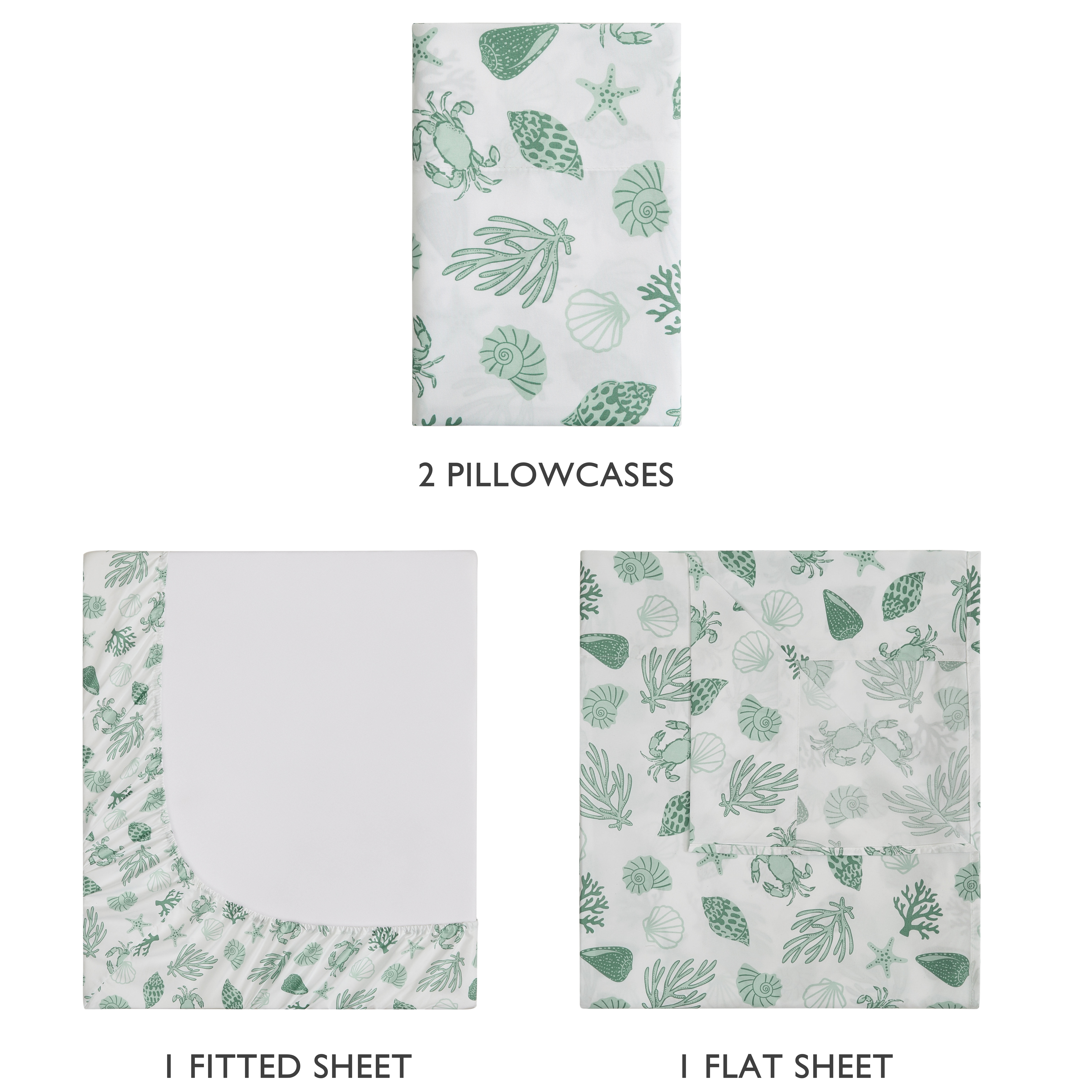 Caribbean Joe, Coastal 4PC Sheet Set, Full, Beachy Cove