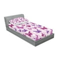 thumbnail image 2 of Ambesonne Hippie Fitted Sheet & Pillow Sham Set, Butterflies Colors, Twinxl, Pink Purple, 2 of 2