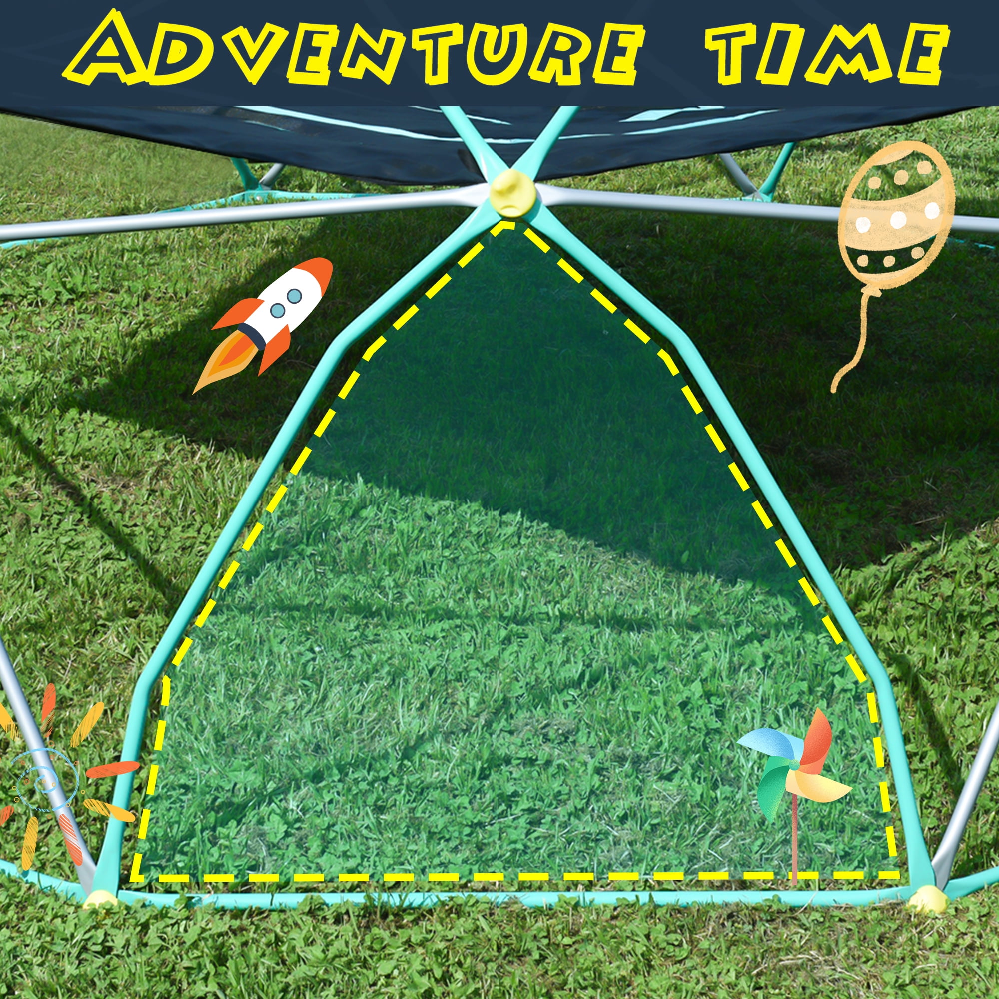 Aukfa 13FT Kids Geometric Climbing Dome for Kids 3 to 10 Outdoor Play Equipment,1000 lbs Capacity, Rust & UV Resistant, Gray
