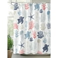 thumbnail image 2 of Fsddascl Blue Red Coastal Shower Curtain Set - 72" x 78" Washable Bathtub Curtain with 12 Hooks, Nautical Summer Beach Coral Sea Turtle Waterproof Fabric Stall Shower Curtains for Bathroom/Bathtub, 2 of 6
