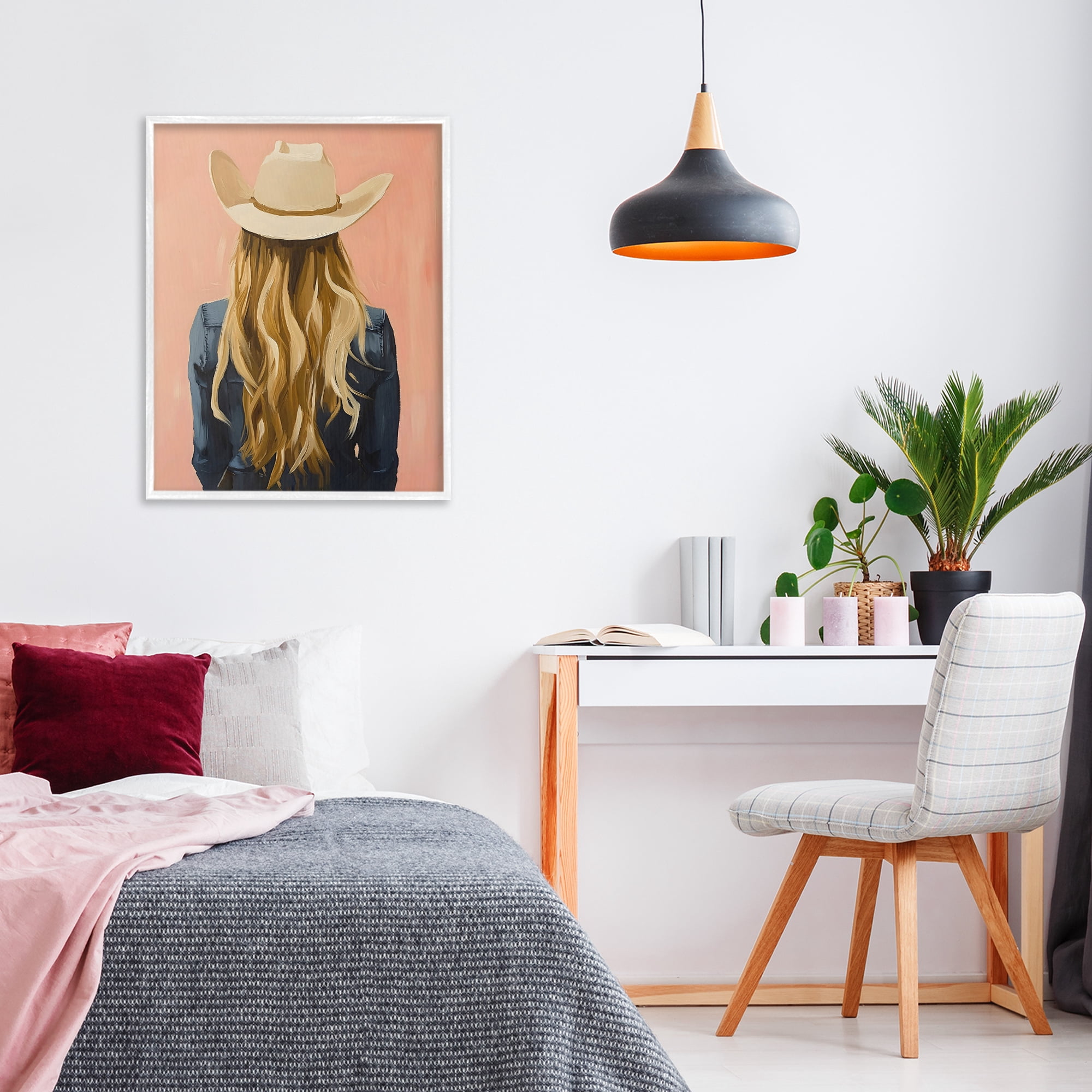 Stupell Industries Blonde Cowgirl Back View White Framed Giclee Art, design by The Prints Vibe