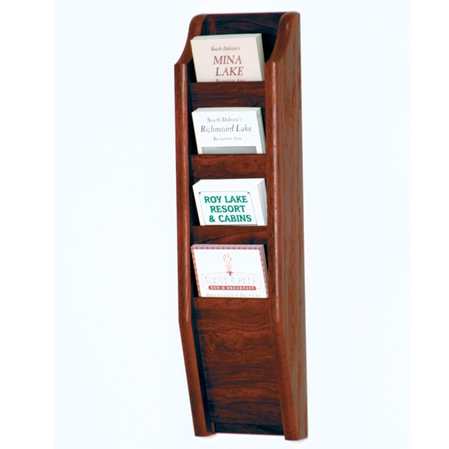 Estante para folletos de madera Wooden Mallet Cascade 4 bolsillos caoba
