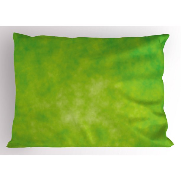 Lime Green Pillow Sham Cloudy Shade of Color Pastel Toned Hazy Backdrop
