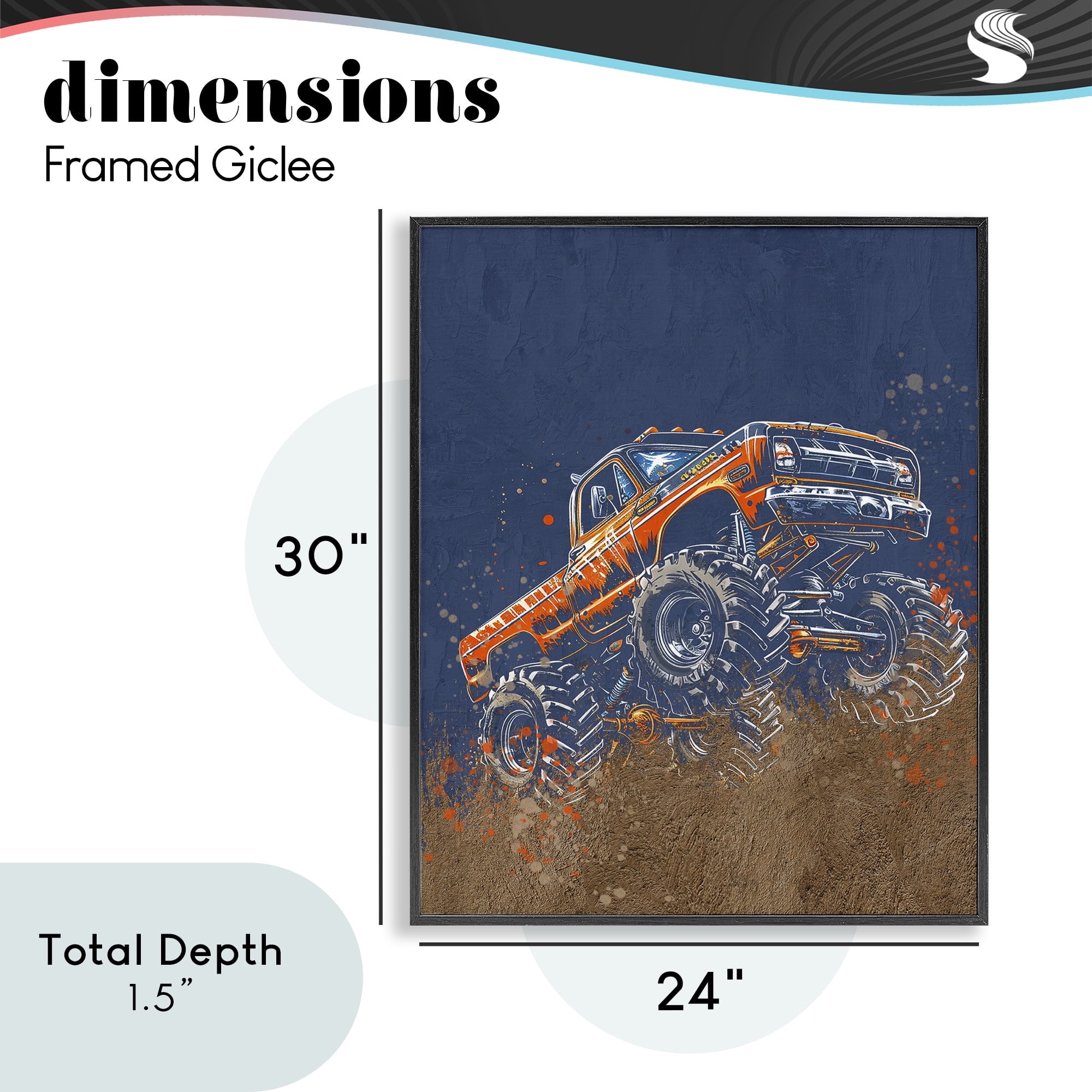 My Jam Monster Truck Black Framed Giclee Art, design by Kim Allen