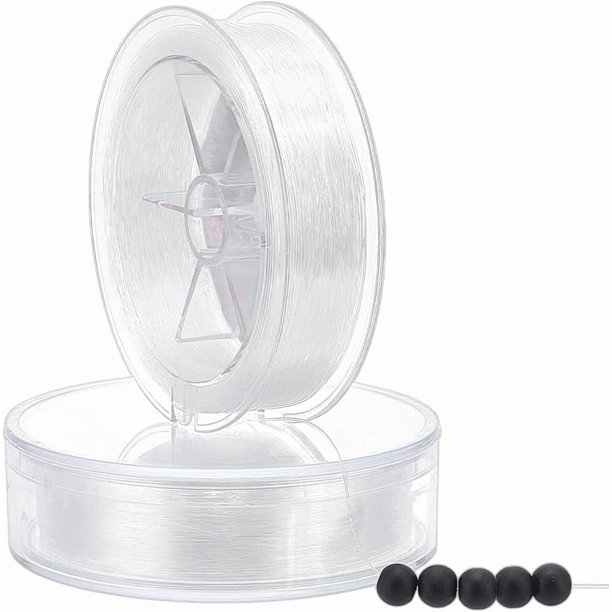 2 rollos de 240 yardas de hilo elástico de 0,5 mm para pulseras y abalorios. Cordón elástico transparente fácil de anudar.