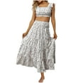 thumbnail image 1 of Birdeem Dresses for Women Ladies Summer Fashion Comfortable Sleeveless Printed Ruffle Hem Set Skirt, 1 of 12