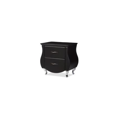 Modern Nightstand with 2 Drawers Black Bedside Table Steel Legs Contemporary Accent Furniture