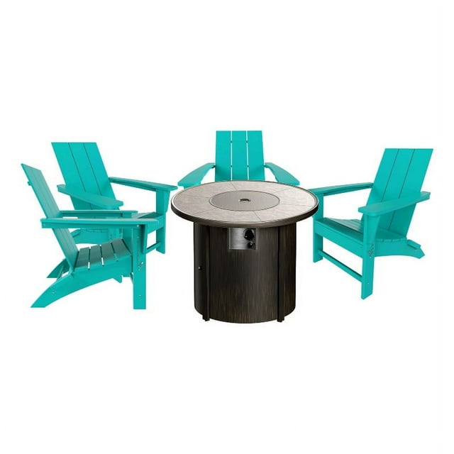 Palms Chaise Adirondack Moderne en Plein Air avec Ensemble de Table Ronde de Foyer