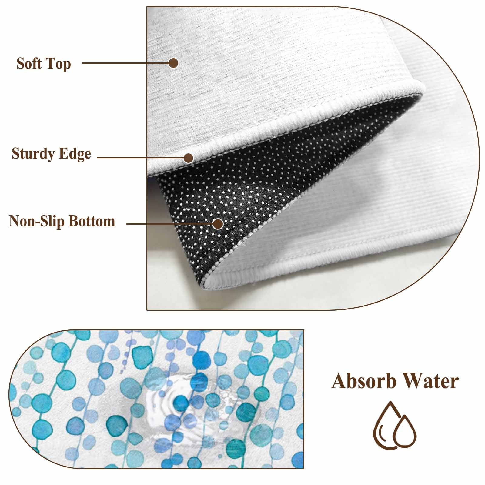 5'x7' Area Rugs for Living Room Bedroom, Blue Polka Dots Washable Rug Carpet Runner Indoor Outdoor, Watercolor Abstract Art Retro Non Slip Floor Mats Area Rug for Kitchen, Nursery