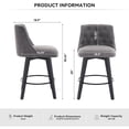 thumbnail image 4 of Modern Swivel Counter Chairs in Linen Fabric with Button-Tufted Backrest Set of 2 for Bar Kitchen Island Dining Room, 4 of 9