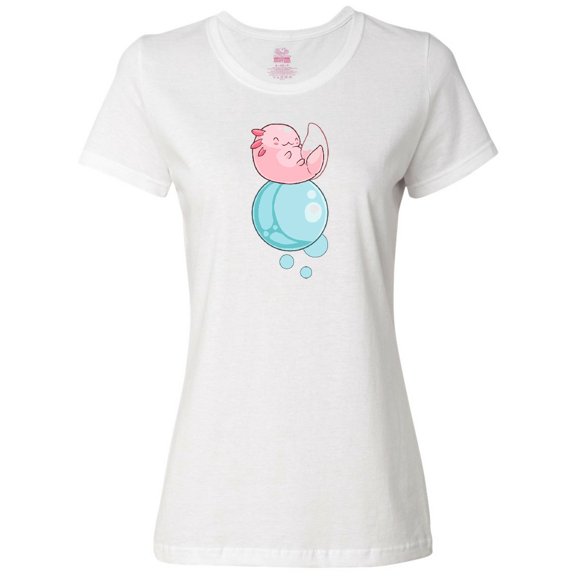 Inktastic Cute Axolotl Sitting on a Bubble Women's T-Shirt