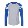 thumbnail image 2 of LAT Mens Fine Jersey Mash Up Long Sleeve Tee, S, Vintage Heather-Vintage Royal, 2 of 3
