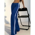 thumbnail image 2 of Women'S Wide Leg Loose Sweatpants Low Rise Y2k Drawstring Workout Sports Pants Blue S, 2 of 8