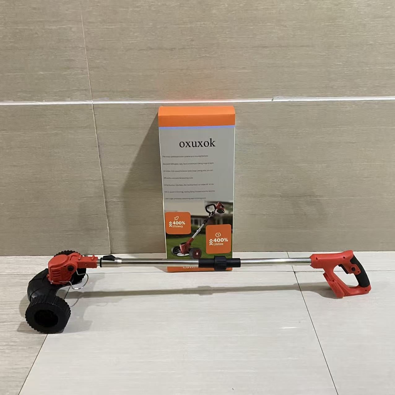 oxuxok Lawnmowers,14-Inch Cordless String Trimmer & Edger, (2 x 21V 4.0Ah Electric Brush Cutter Battery Powered), Telescopic Handle, 3 Cutting Methods
